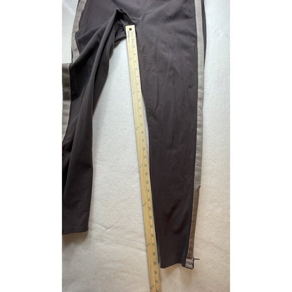 Athleta Leggings Women Brown Track Tux Tight Metro Velvet Stripe Sz LT Zip Ankle - Picture 7 of 9